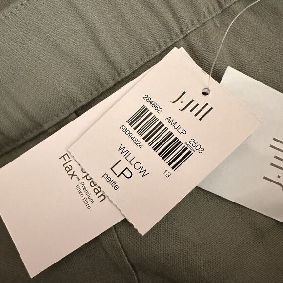 J Jill Linen Stretch Patch Pocket Crops European Flax Willow Large Petite PL - Picture 7 of 9